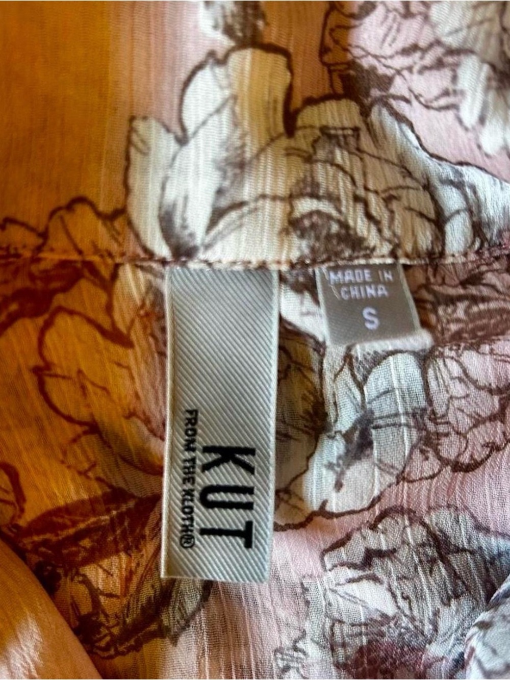 Kut from the Kloth Pink Floral Button-Down Blouse - Light Sheer Business Casual - Picture 2 of 4
